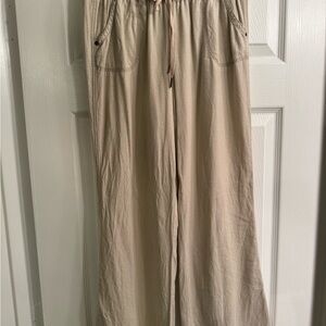Rewash Linen Tan Wide Leg Pants Size Medium 32in Long